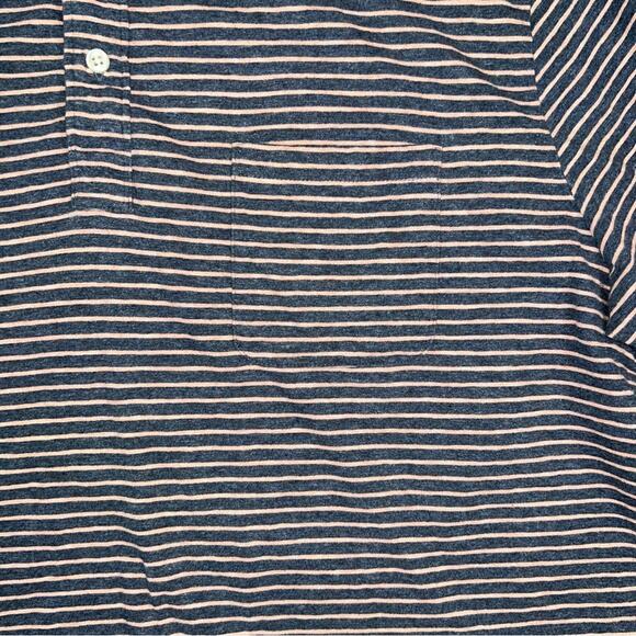 Faherty Men's XXL Sunwashed Blue / Peach Striped Polo Shirt - Short Sleeves - Picture 2 of 7